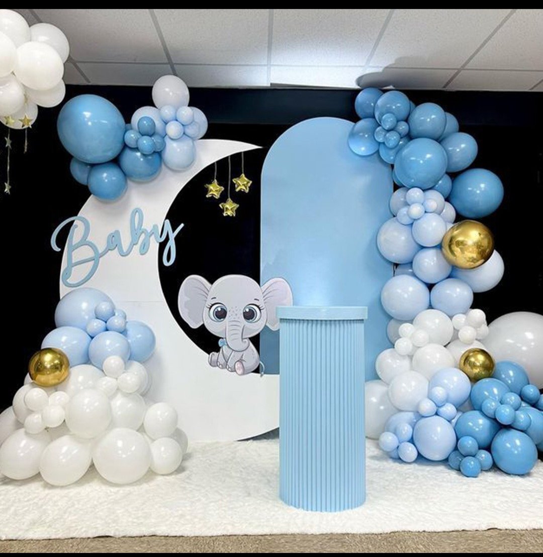 Blue elephant and moon baby decoration