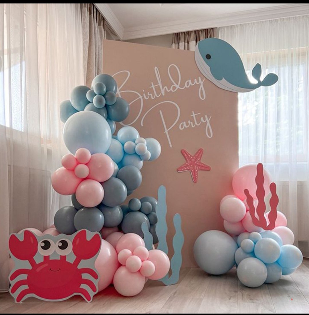 Under the sea theme birthday balloon backdrop